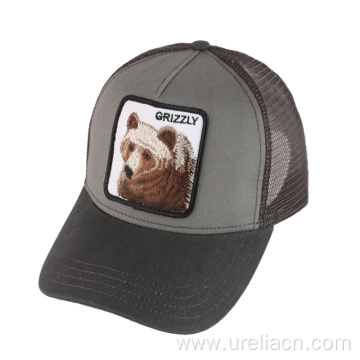 Applique cotton mesh trucker hat